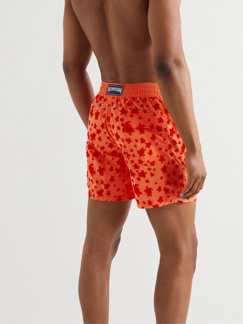 Vilebrequin turtle Mid-Length Logo-Flocked Swim Shorts Orange - Picture 3 of 7